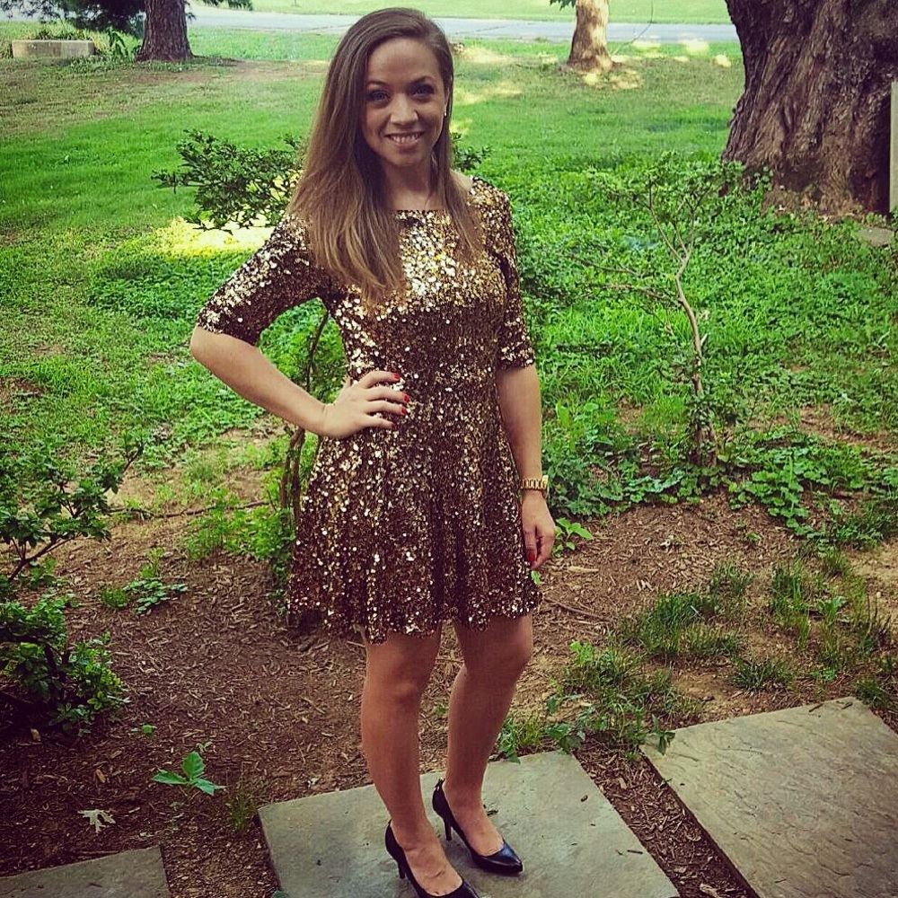 French Connection Gold Sequin Dress